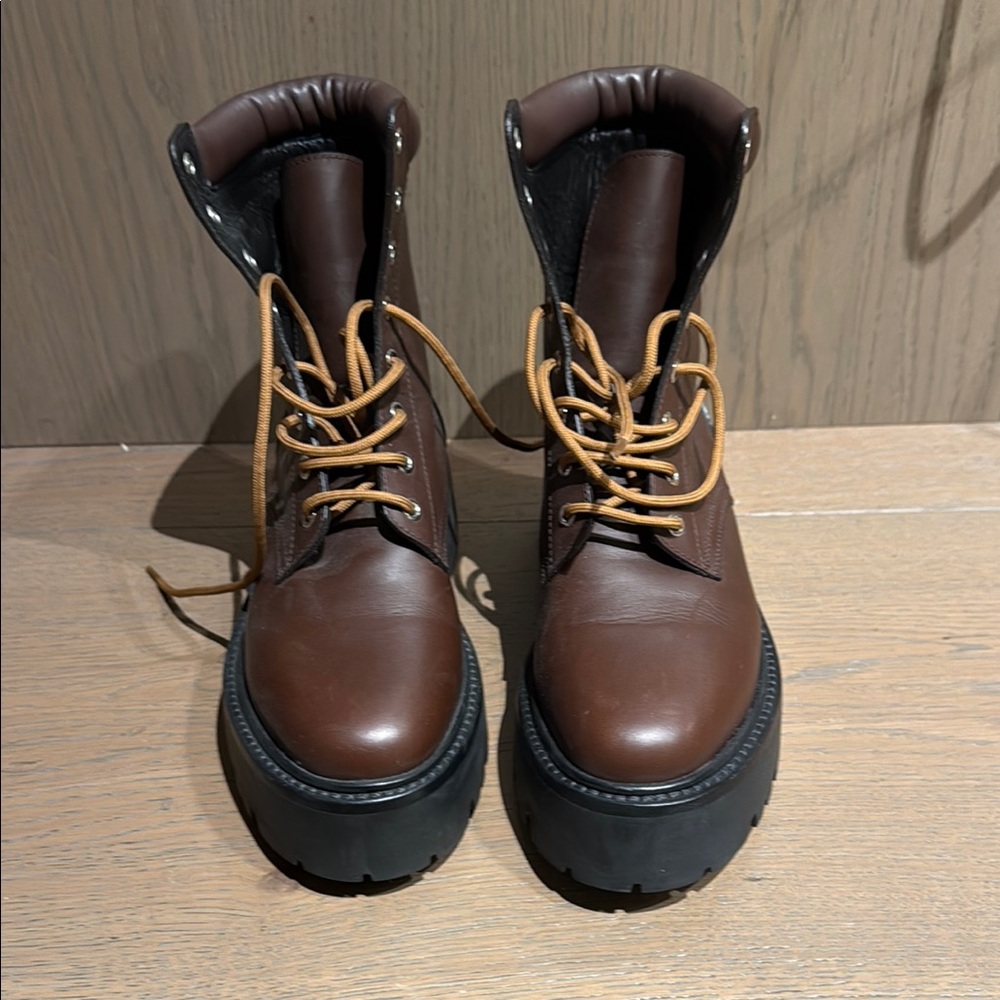 Celine Brown Ankle Boots with Black Soles